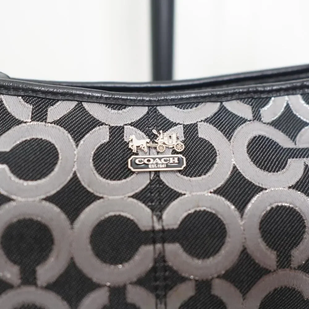 Coach Op Art Baguette Bag Black Silver Y2K